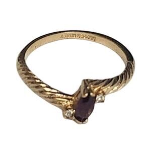 Vtg Dainty 18k Gold Plated Garnet January Birthstone Ring By Coppercraft Size 8